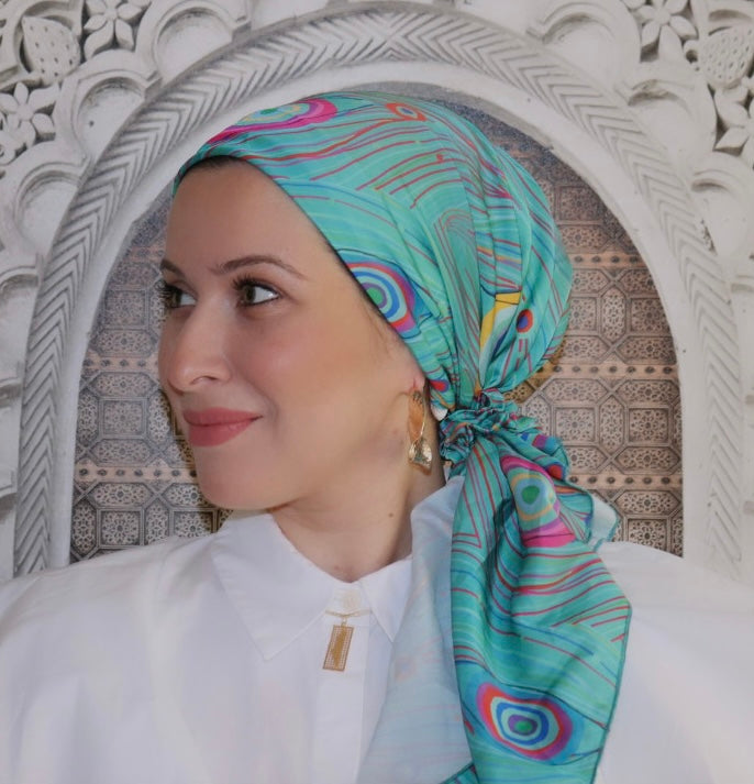 Green patterned turban