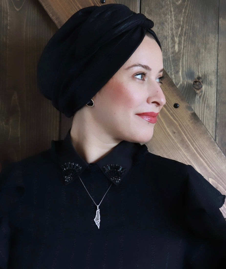 Black formal metallic turban (ring)