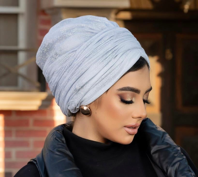 Gray lycra cotton turban