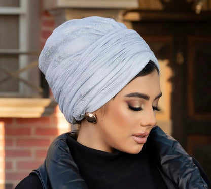 Gray lycra cotton turban