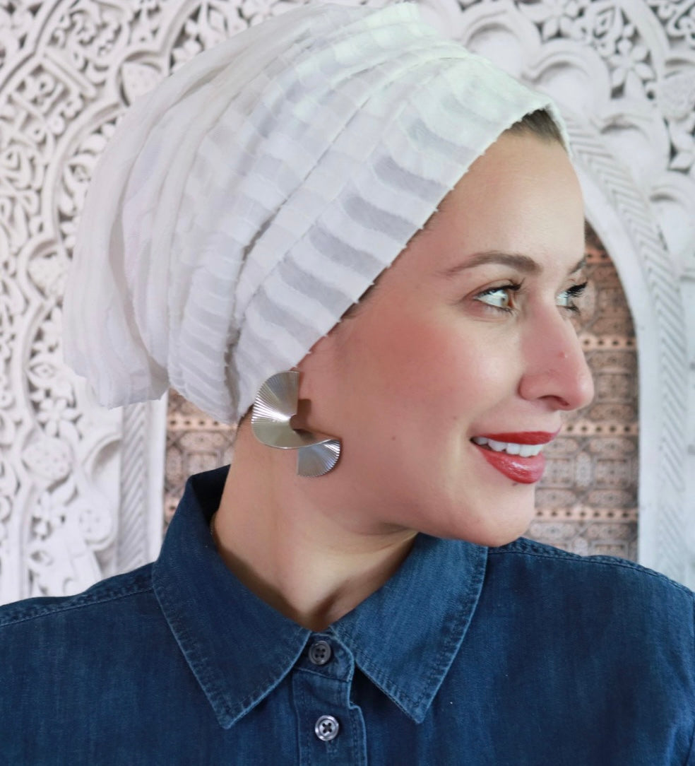 wavy white turban