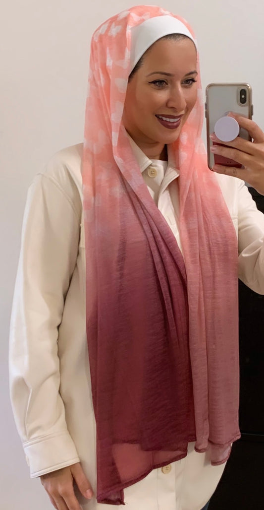 Light Pink And Maroon Chiffon Scarves