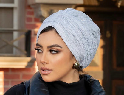 Gray lycra cotton turban