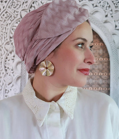 Light pink wavy ring turban