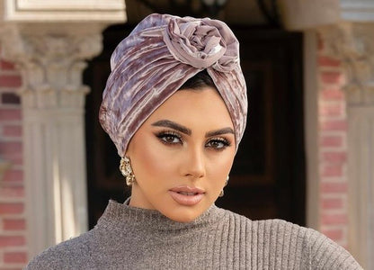 Nude velvet turban