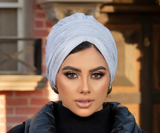 Gray lycra cotton turban