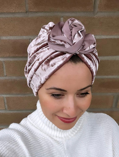 Nude velvet turban