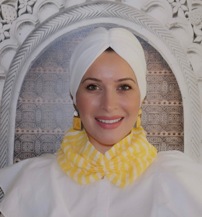 Two pieces (white and yellow) turban