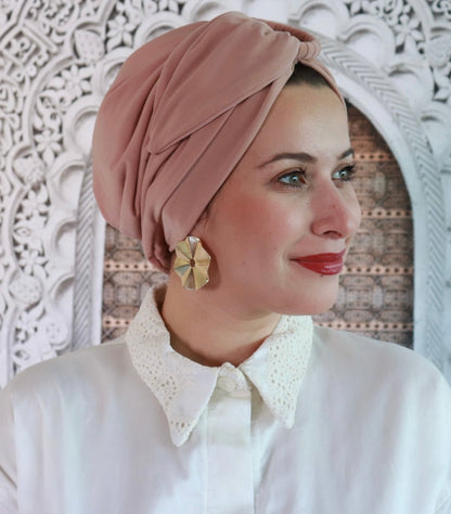 Nude chiffon turban