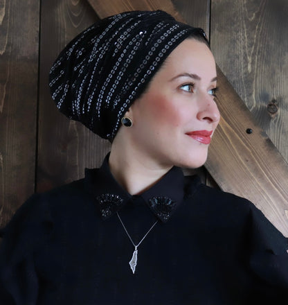 Strass black turban