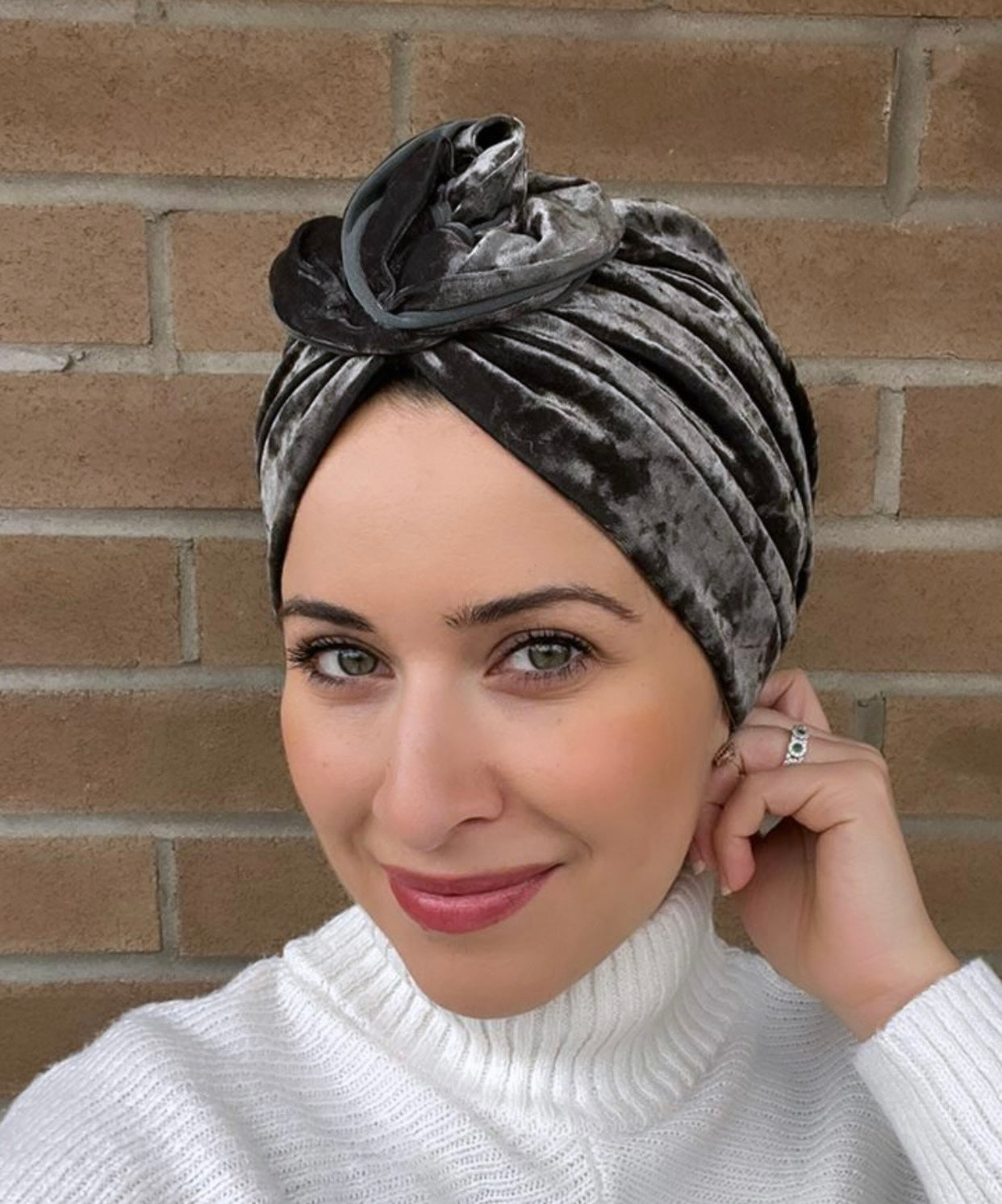 Dark green velvet turban