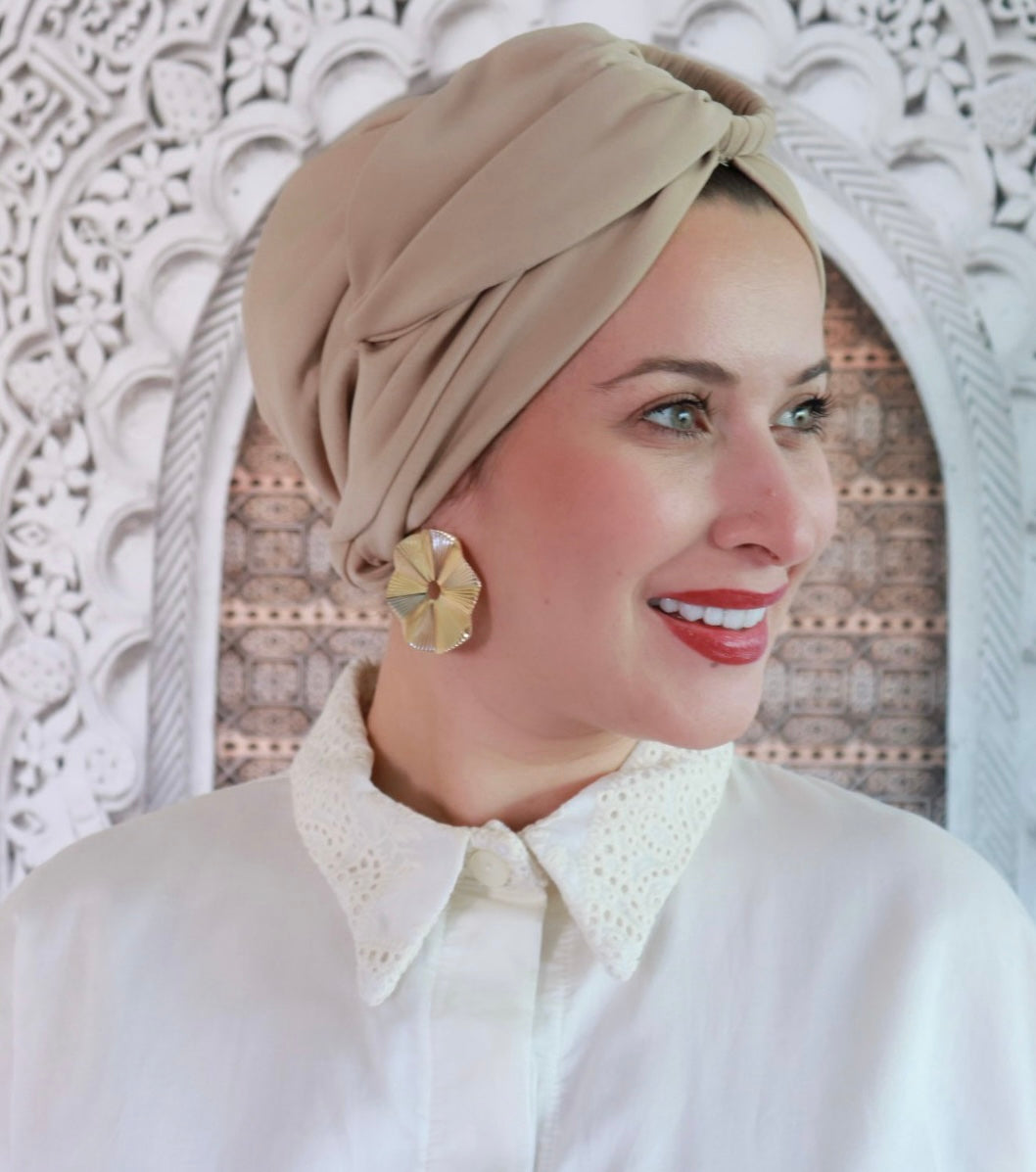 Dark Beige Ring Turban