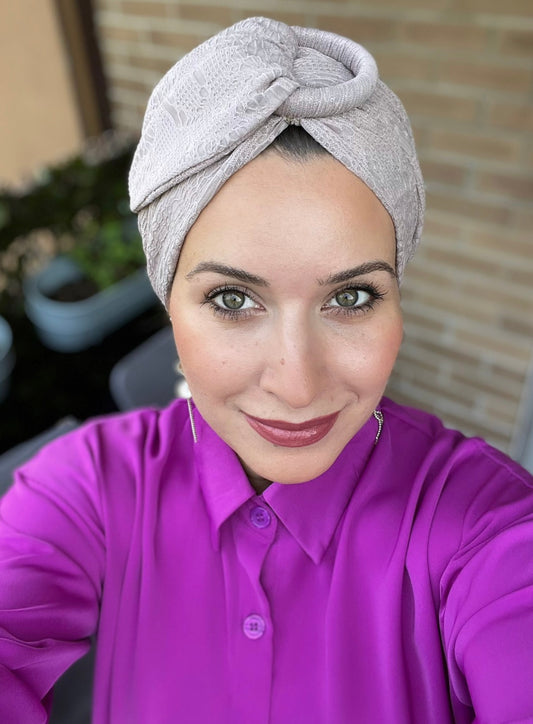 Light gray formal turban