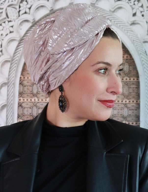 formal Shiny pink turban