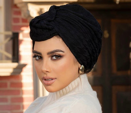 Black lycra cotton turban