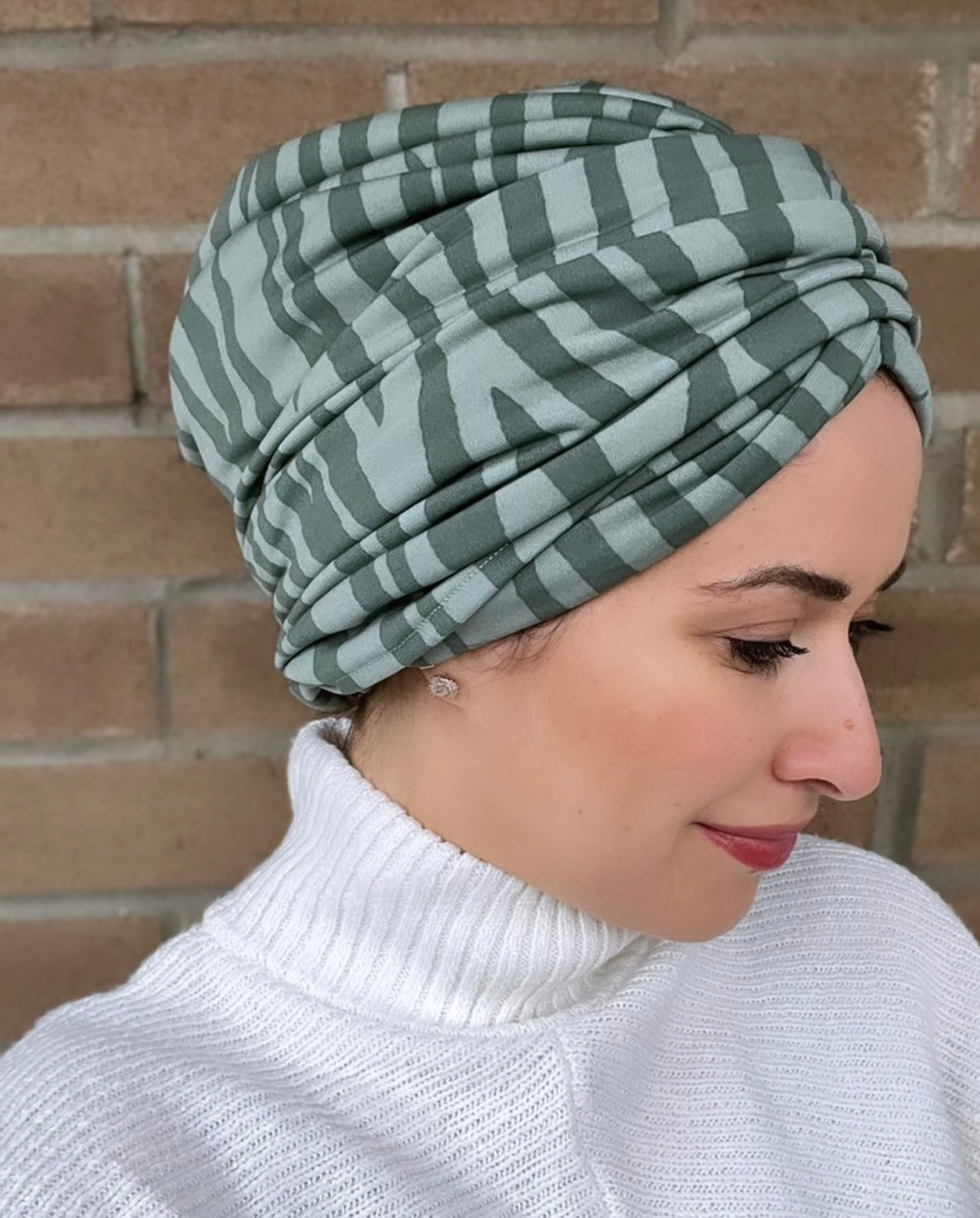 Green lycra cotton turban