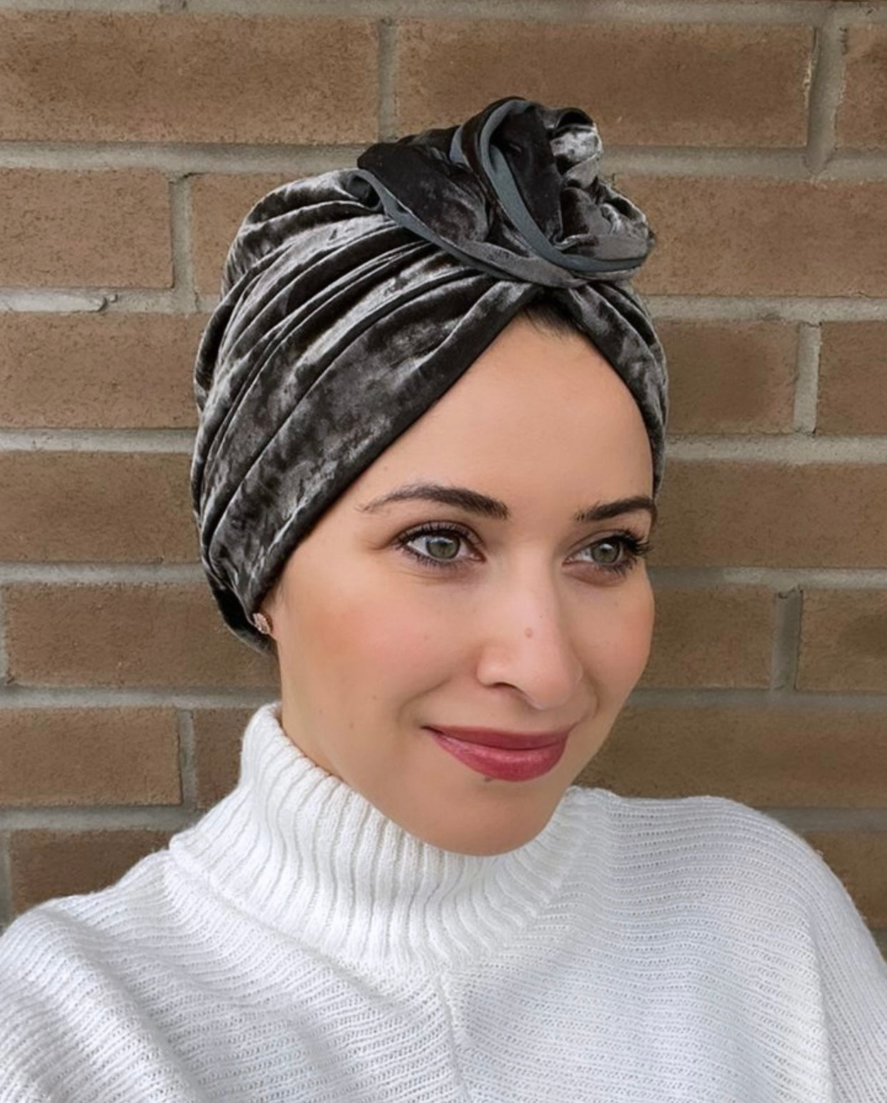 Dark green velvet turban