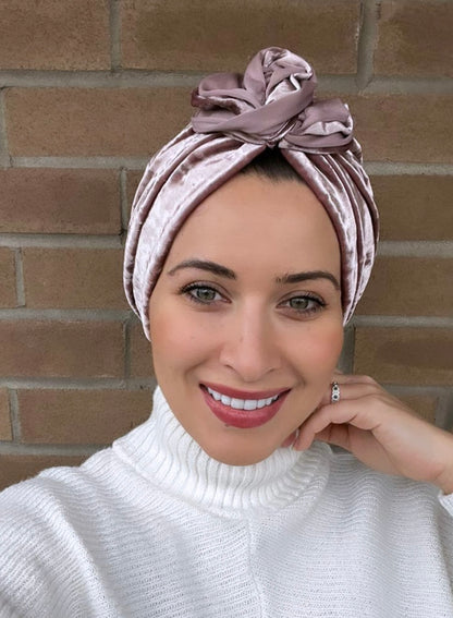 Nude velvet turban