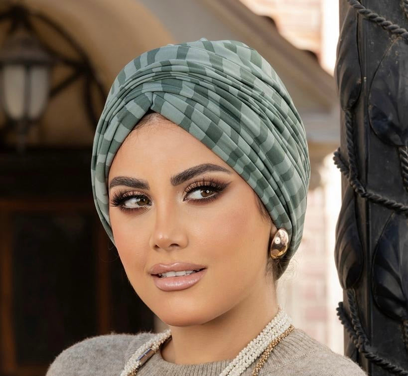 Green lycra cotton turban