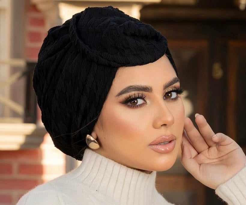 Black lycra cotton turban