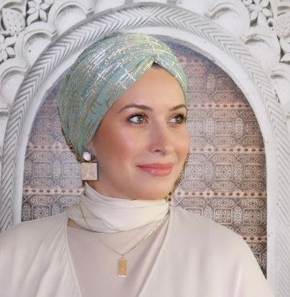 Green and gold turban