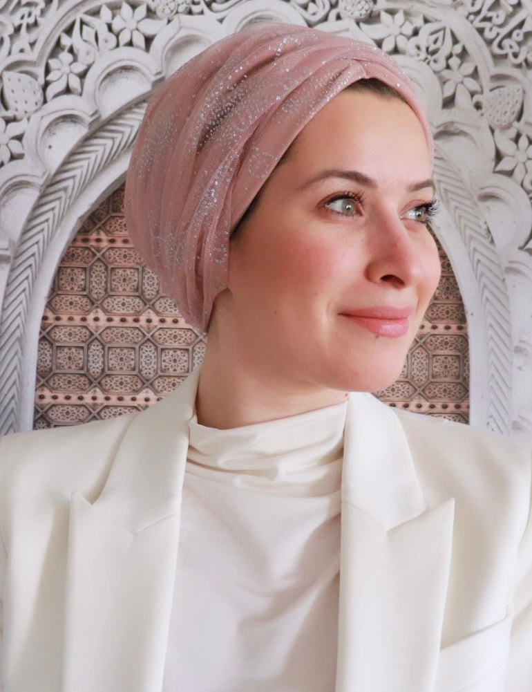 Pink turban with strass