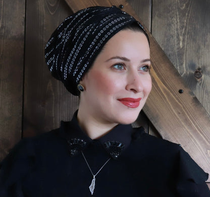 Strass black turban