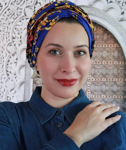 Blue embellished turban