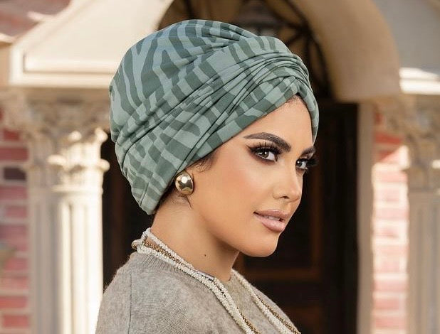 Green lycra cotton turban