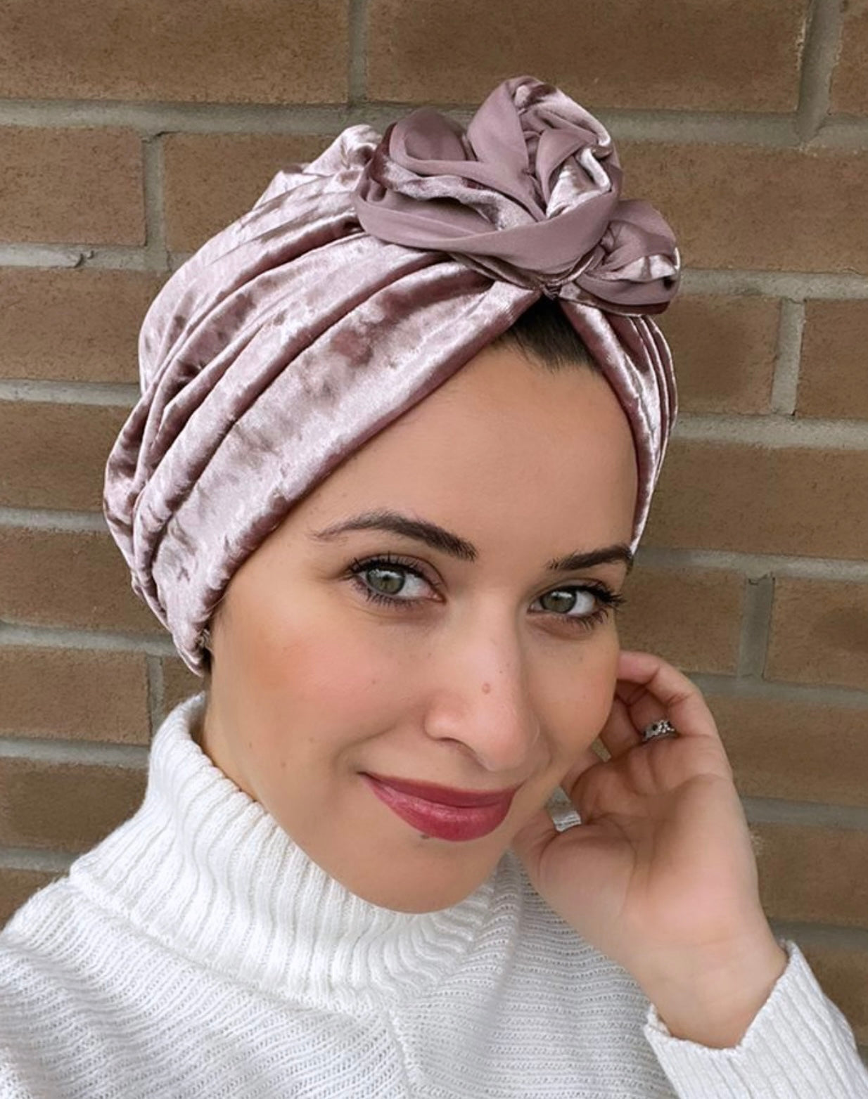 Nude velvet turban