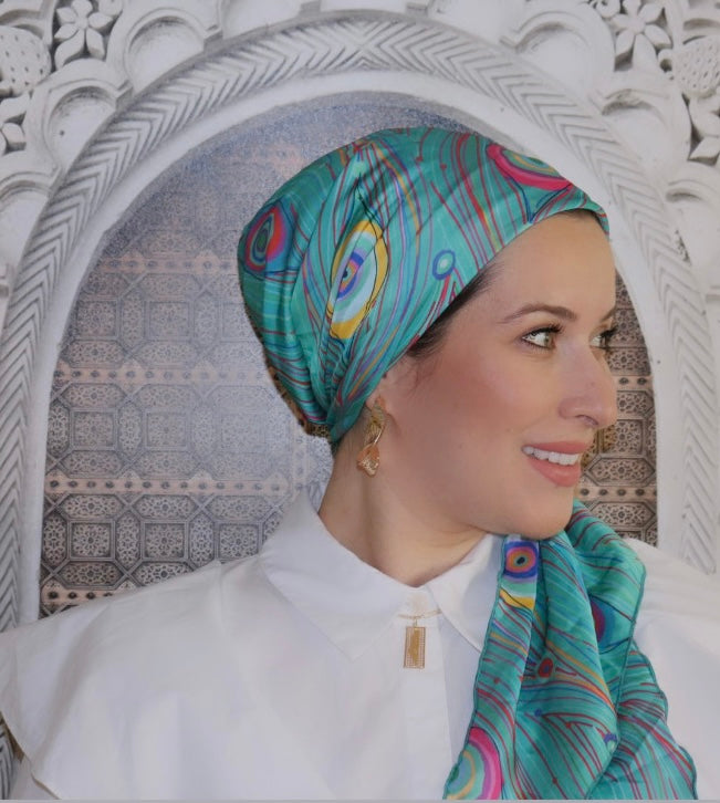 Green patterned turban