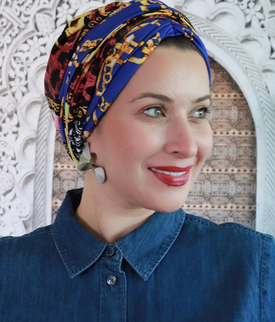 Blue embellished turban