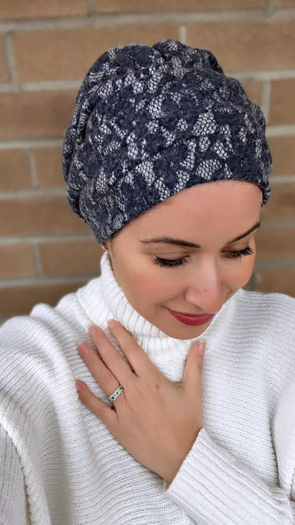 Dark blue wool turban